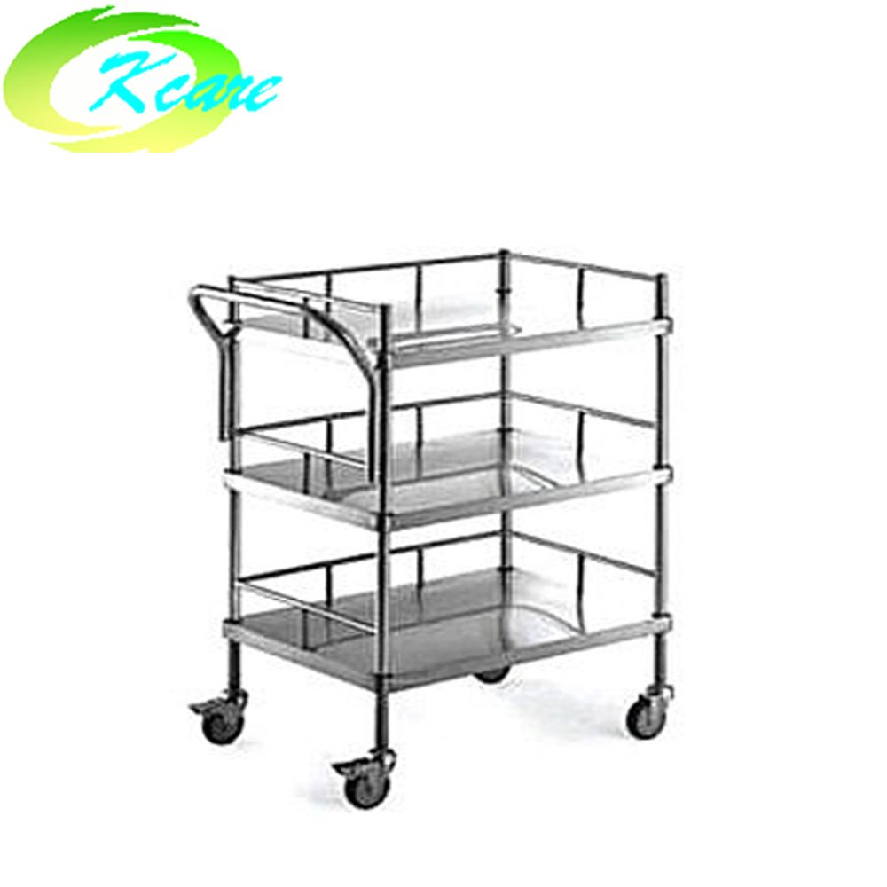 Stainless steel three shelves hospital medical equipment trolley cart  KS-B09
