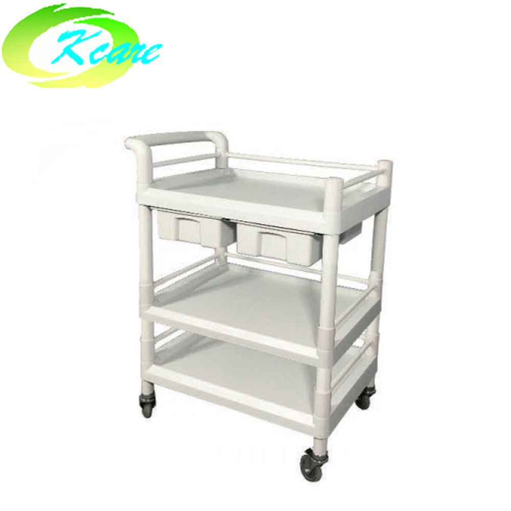 ABS three-shelves hospital instrument emergency trolley with double cabinet  KS-B15